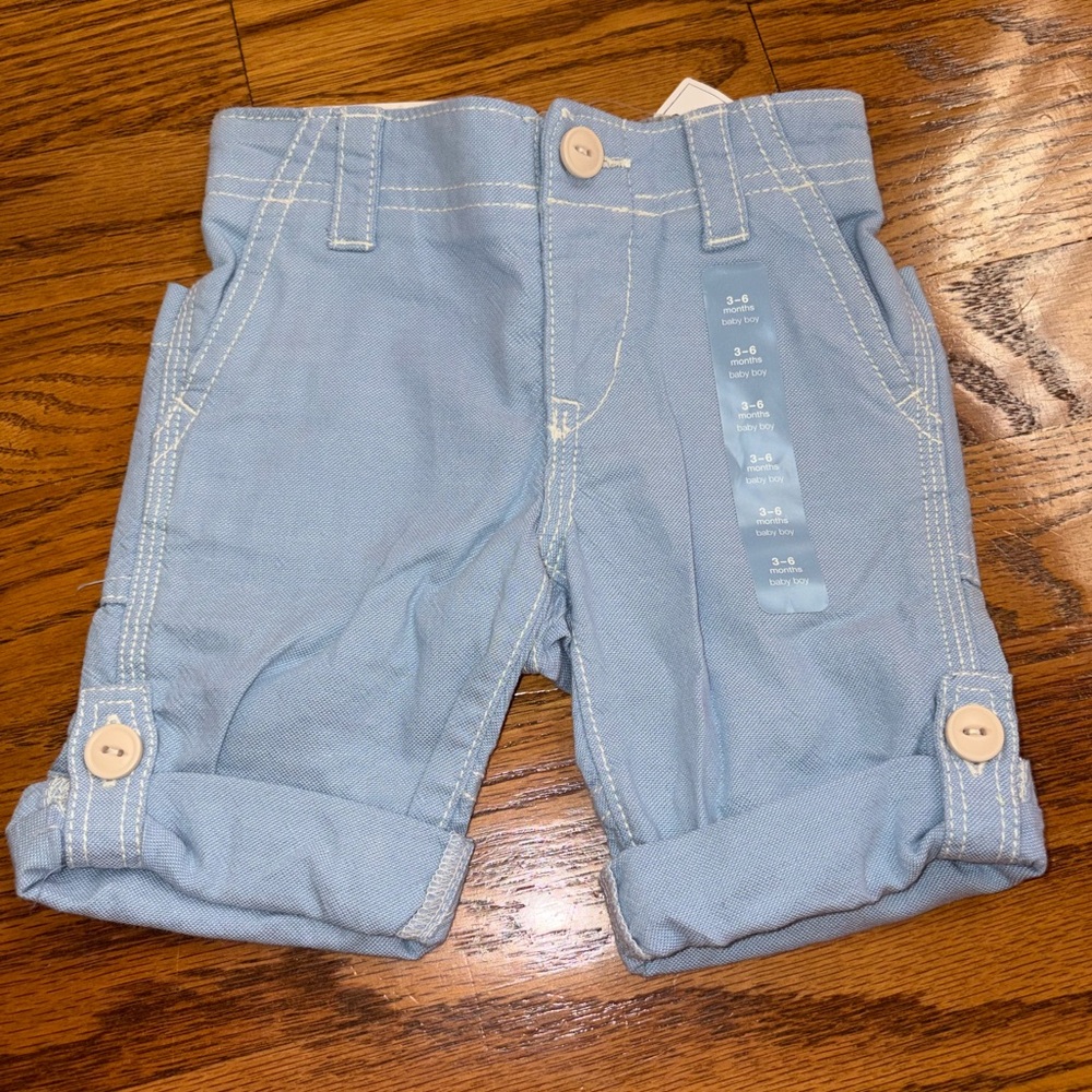 Gap Baby Boy Light Blue Roll-Cuff Cotton Shorts